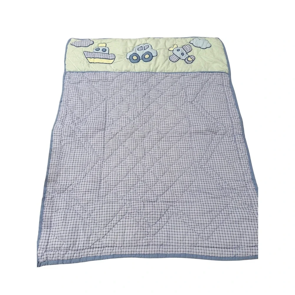 Vintage Especially for Baby Toys R Us Transportation Quilt Blue Gingham 2001
